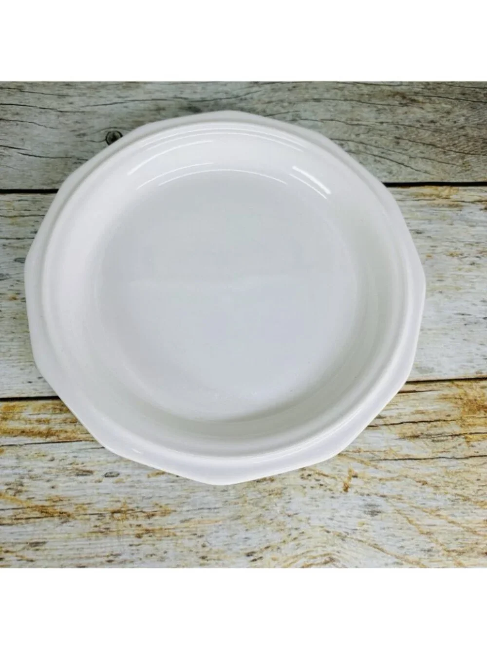 Pfaltzgraff HERITAGE WHITE Multisided Castle Mark Stoneware Salad Plates Set 6